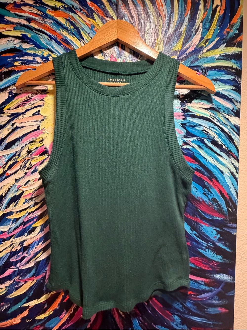 American Eagle Outfitters Dark Green Ribbed Tank
